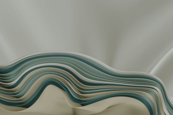 A minimalist, abstract digital graphic featuring layered, flowing waves in soft sage green, cream, and muted grey tones, evoking a sense of physiological layers and calm biological systems.