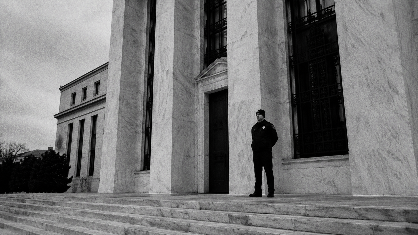 Federal Reserve building entrance morning