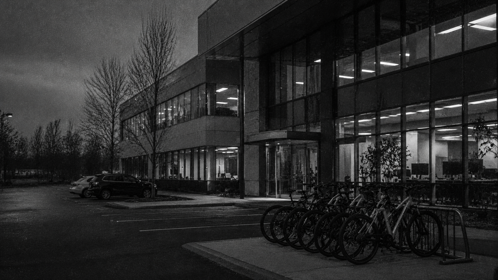 Empty Silicon Valley campus dusk