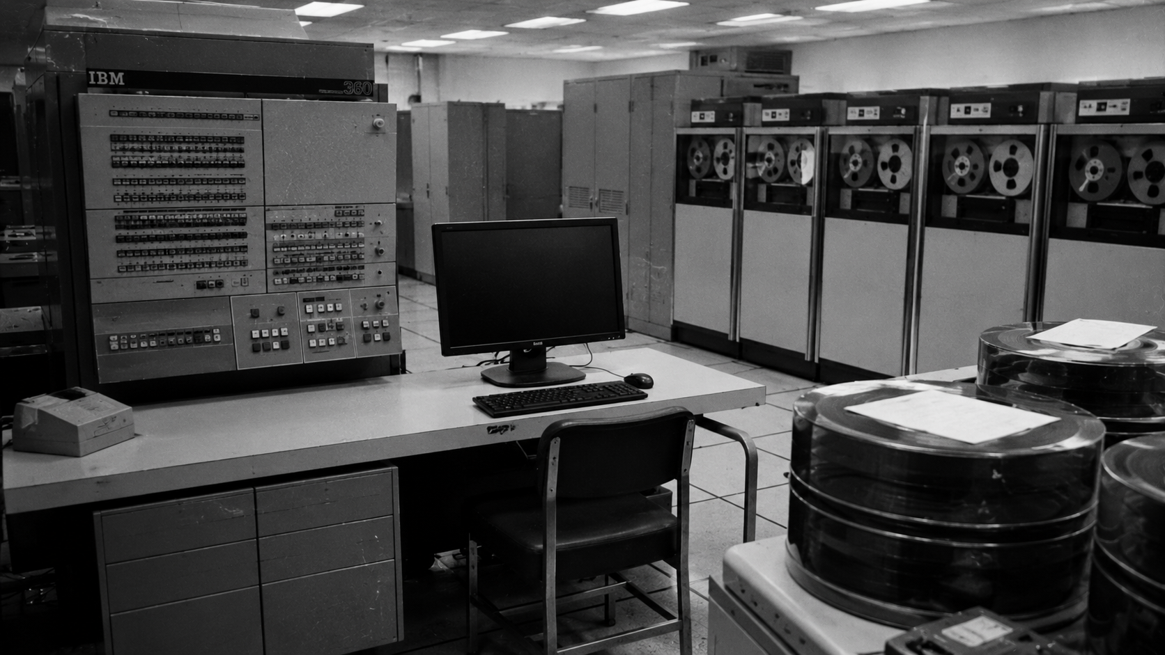 IBM vintage mainframe modern monitor