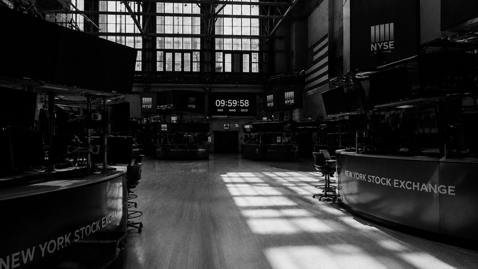 Empty NYSE floor pre-market morning