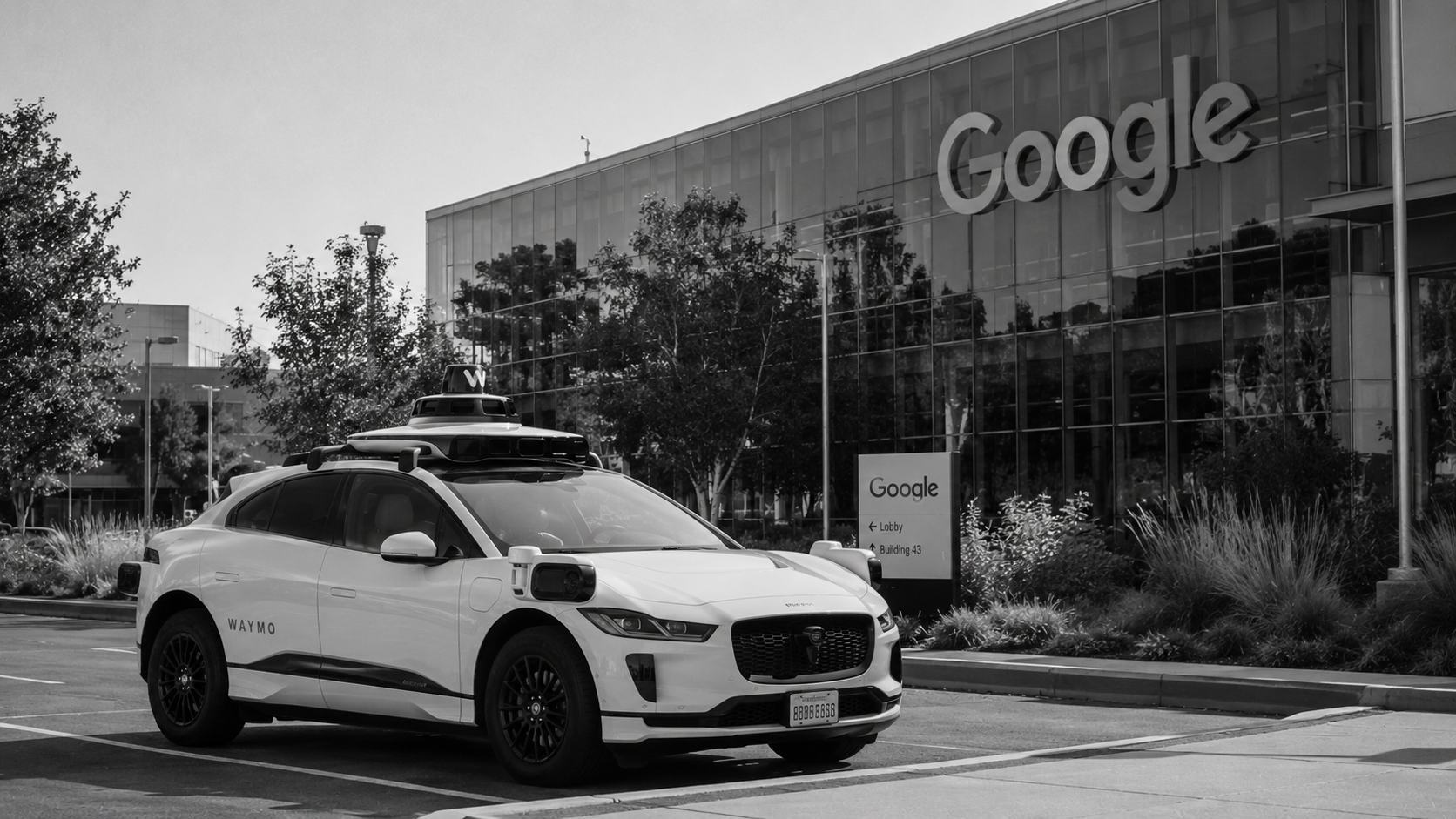 Google campus Waymo car afternoon