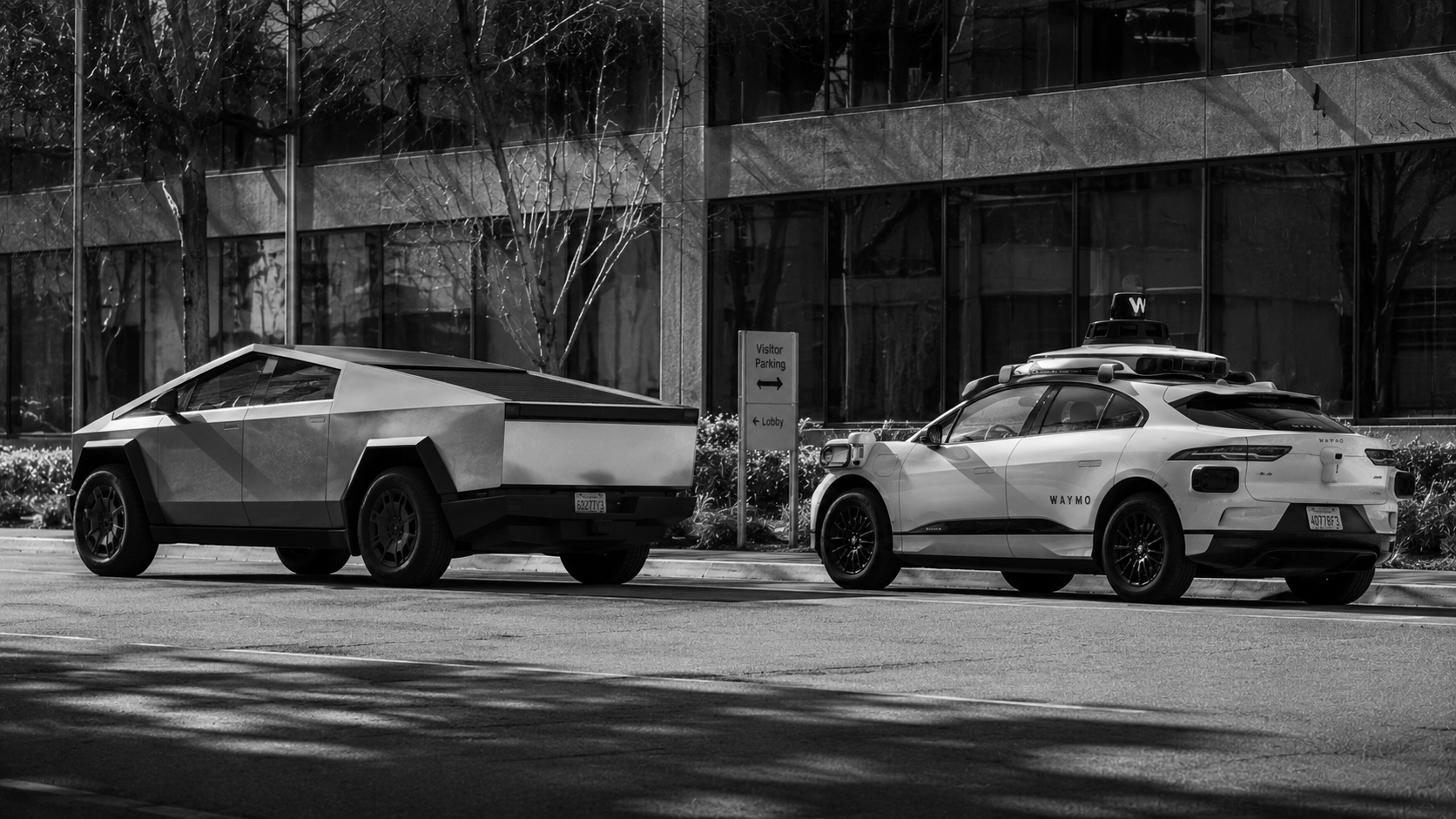 Tesla Cybertruck Waymo parking lot