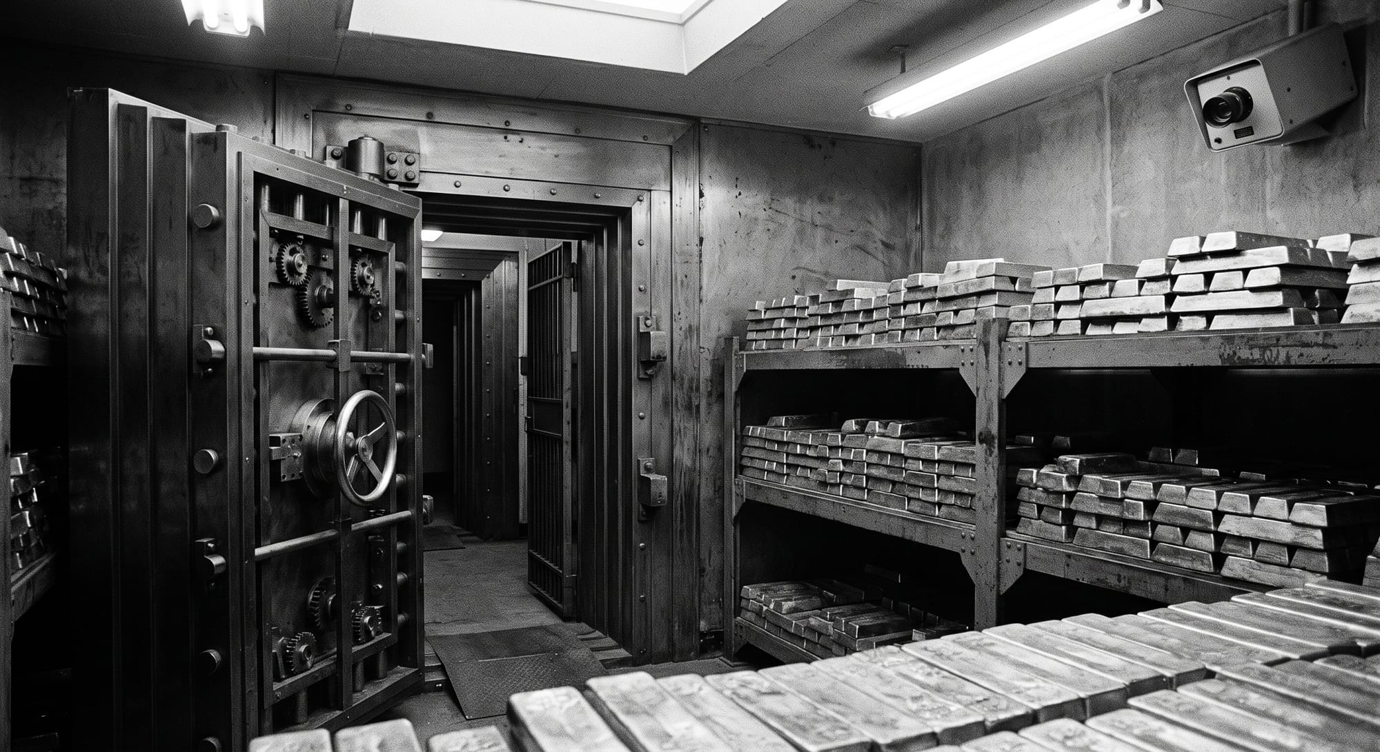 Gold bars bank vault steel door