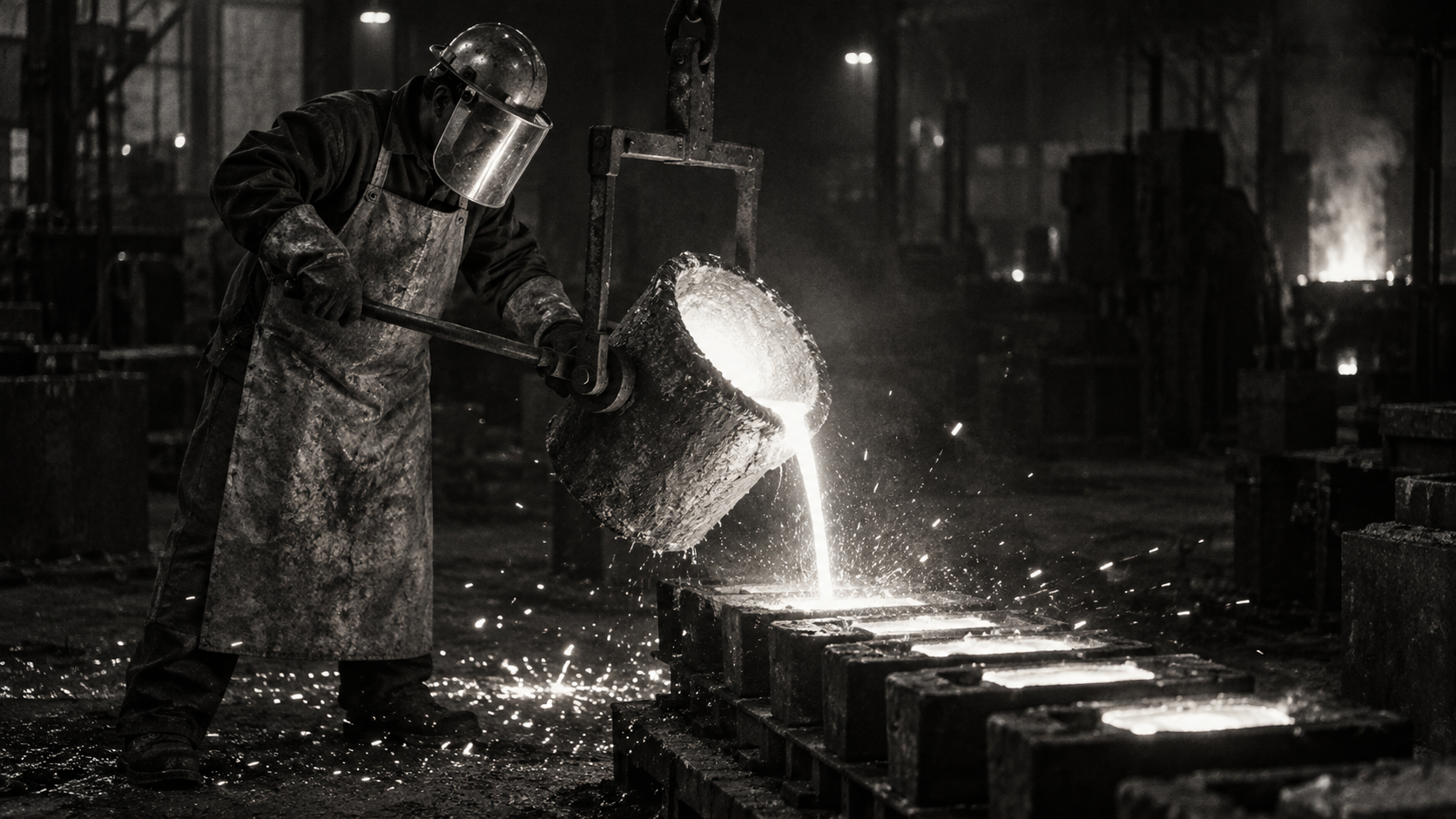 Molten gold poured into molds