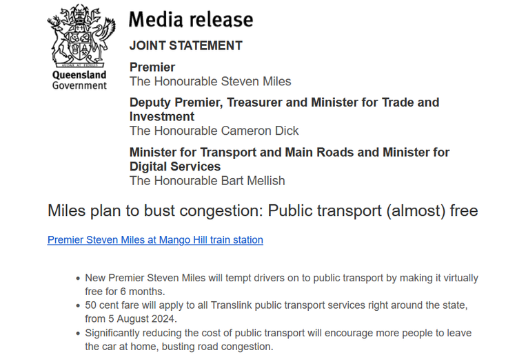 QLD public transport fares dropping to 50 cents: Make it free you cowards!