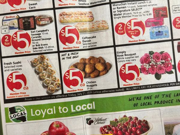Vons weekly circular advertising 20 chicken nuggets for $5.