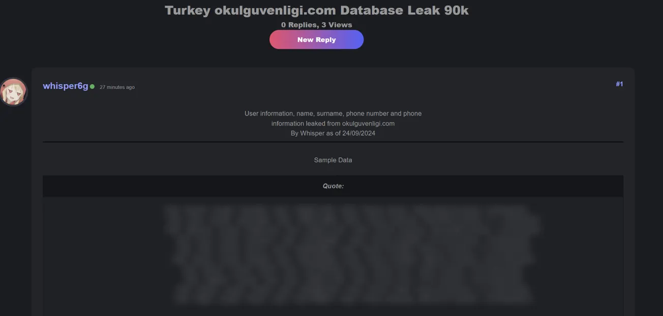 A Threat Actor Allegedly Leaked Data of Sekizdesekiz Bilgisayar