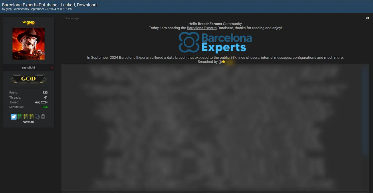 grep Allegedly Leaked the Barcelona Experts Database