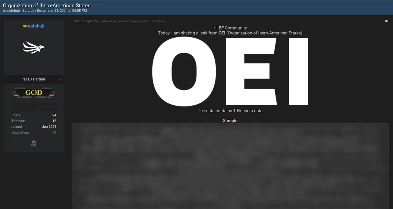 A Threat Actor has Allegedly Leaked the Data of Ibero-American States