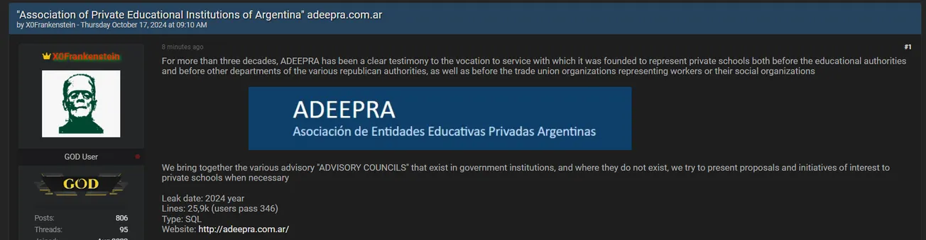 X0Frankenstein Allegedly Leaked Data of ADEEPRA