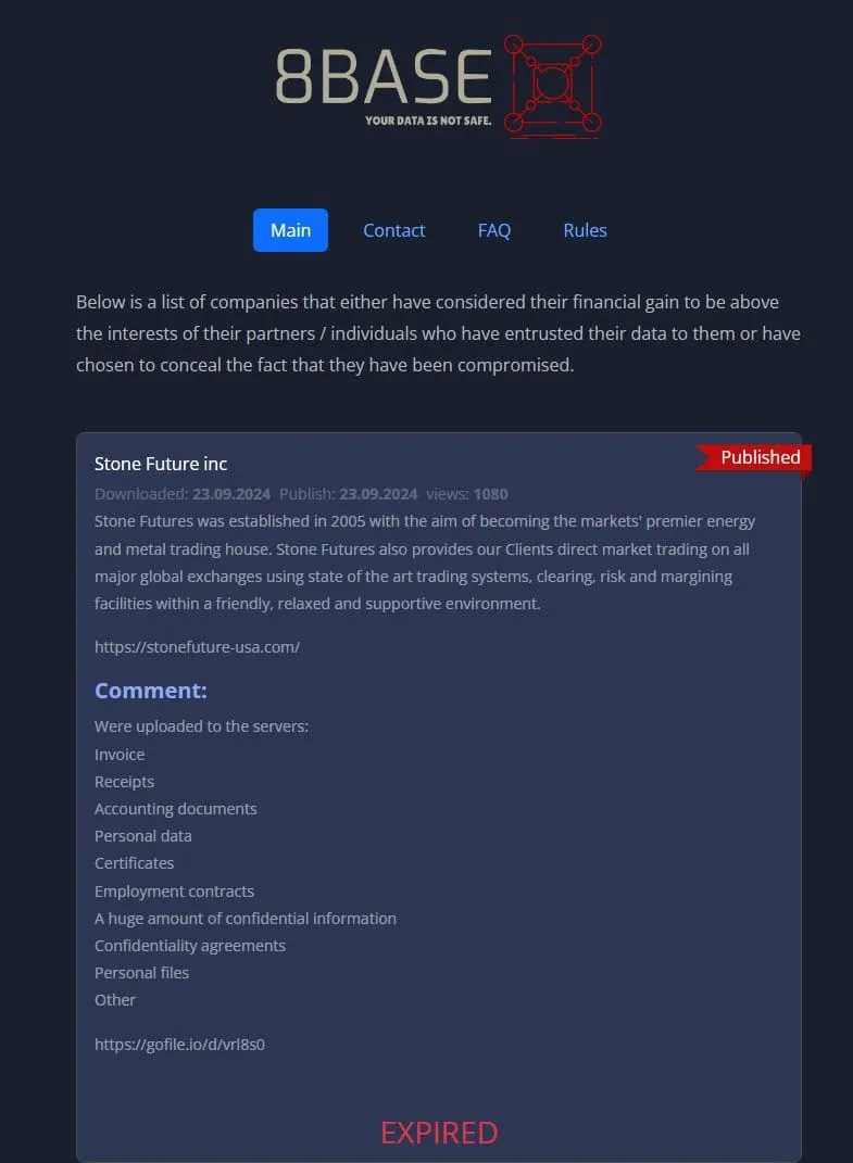 8Base Ransomware is Exposing a Clearnet IP
