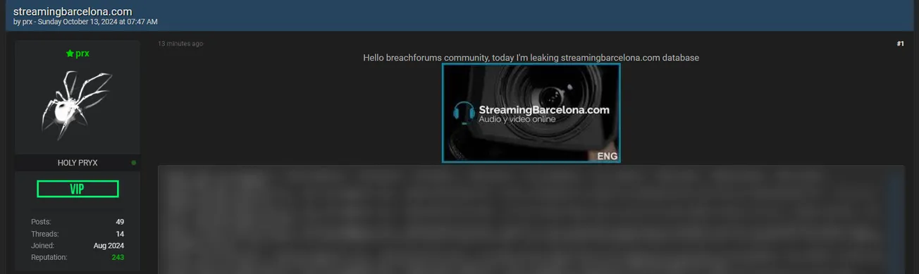 prx has Allegedly Leaked the Streaming Barcelona Database