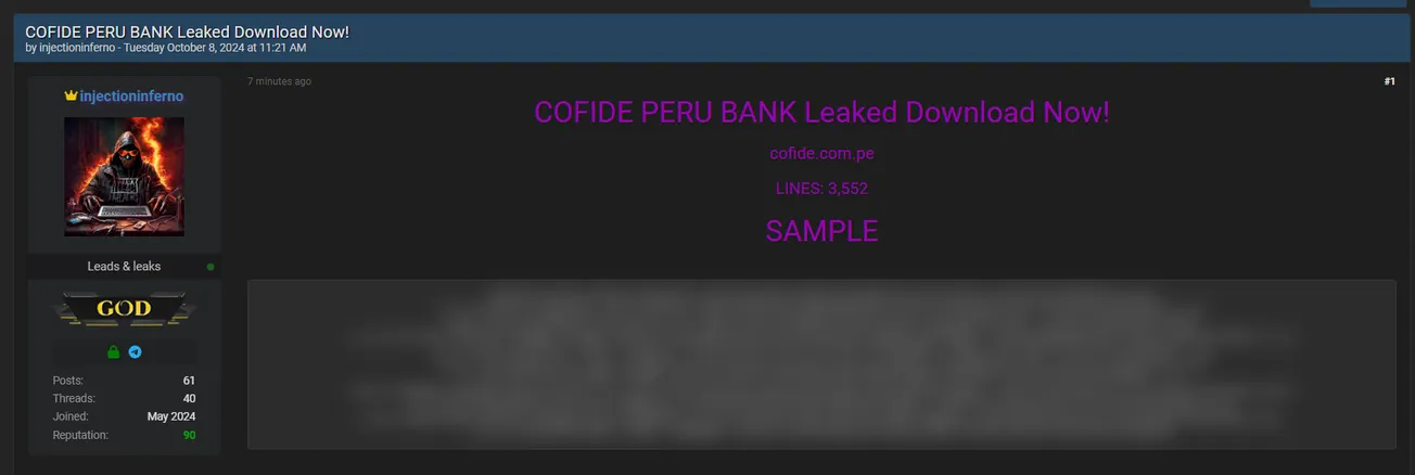 A Threat Actor Allegedly Leaked the data of COFIDE