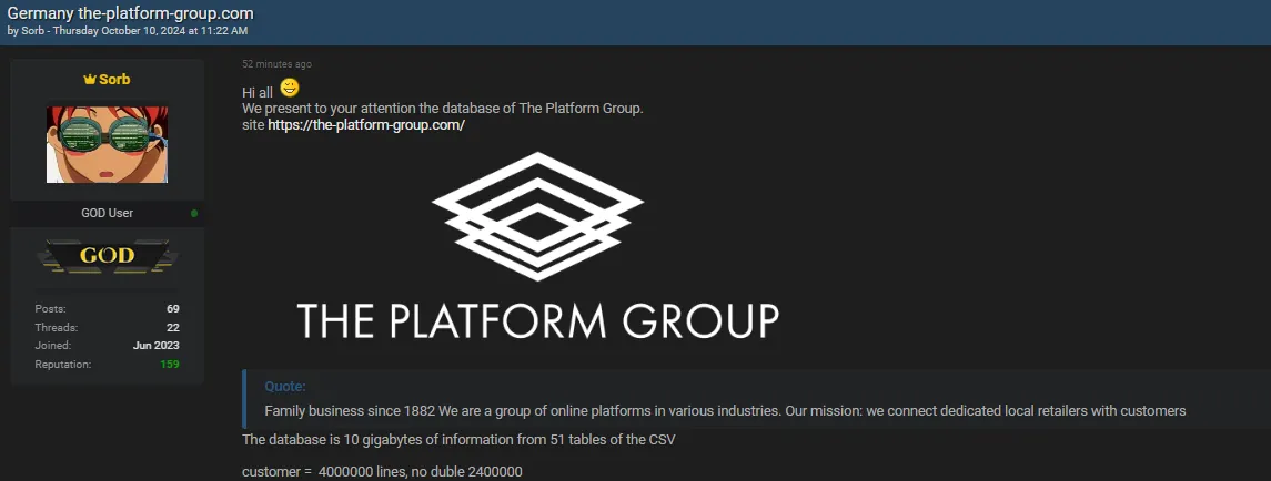 Sorb is Allegedly Selling the Data of The Platform Group