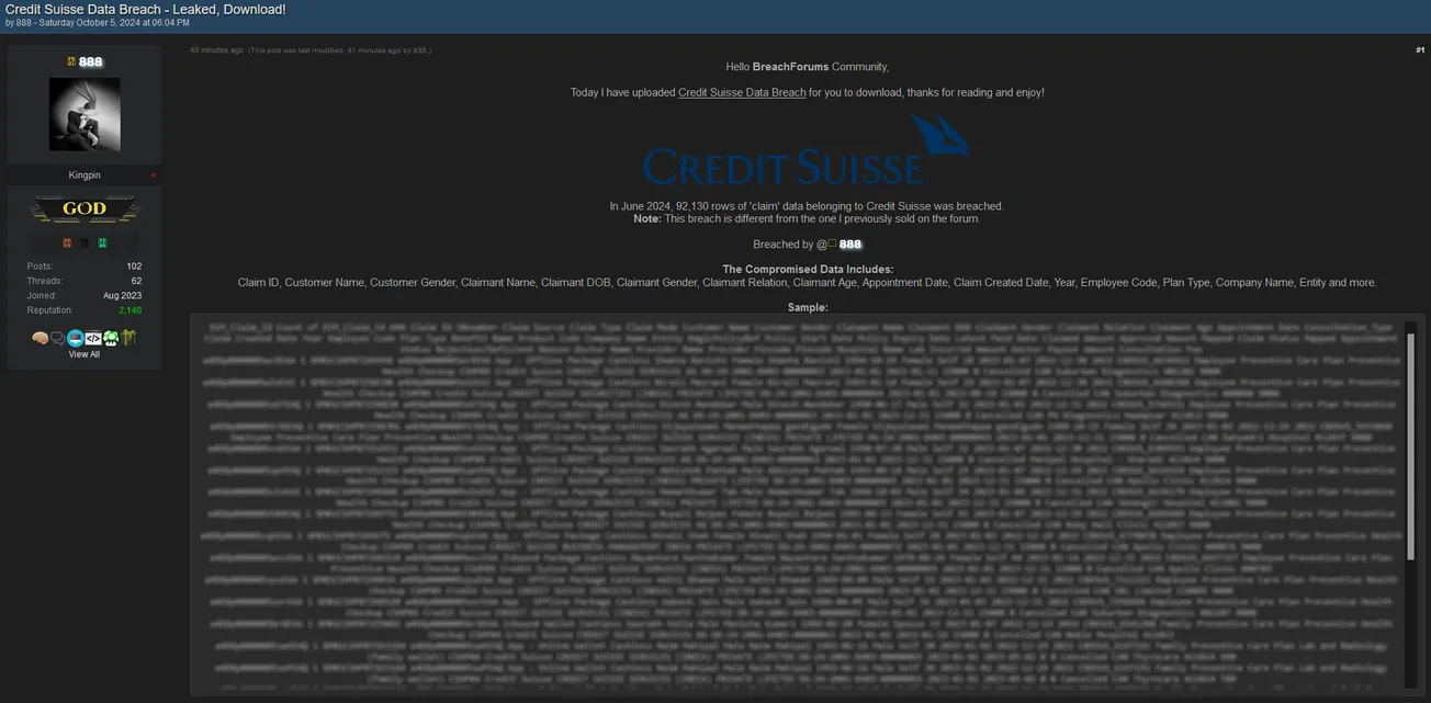 888 has Allegedly Leaked the Data of Credit Suisse