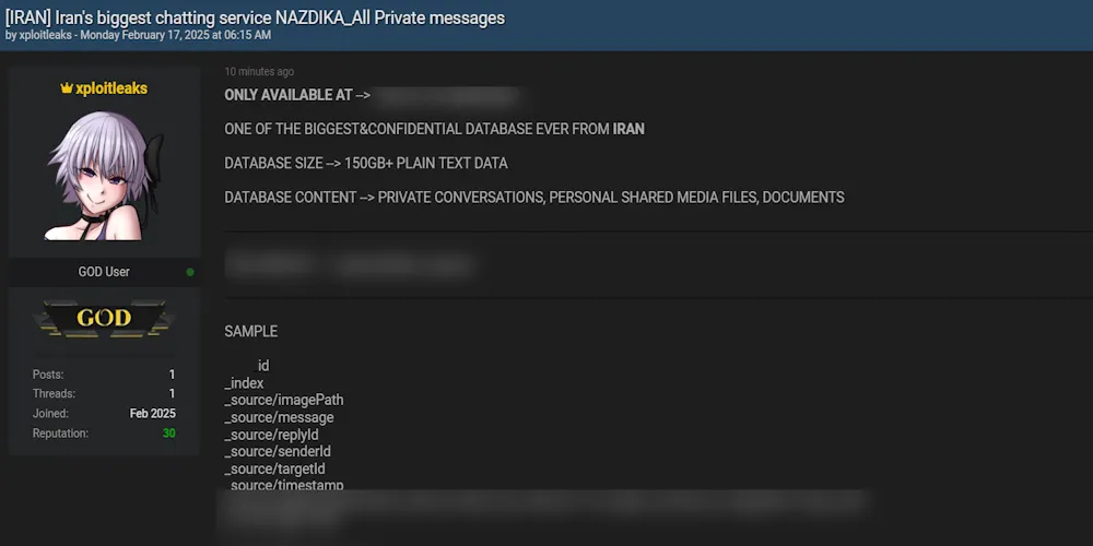 A Threat Actor Allegedly Leaked the Data of Nazdika