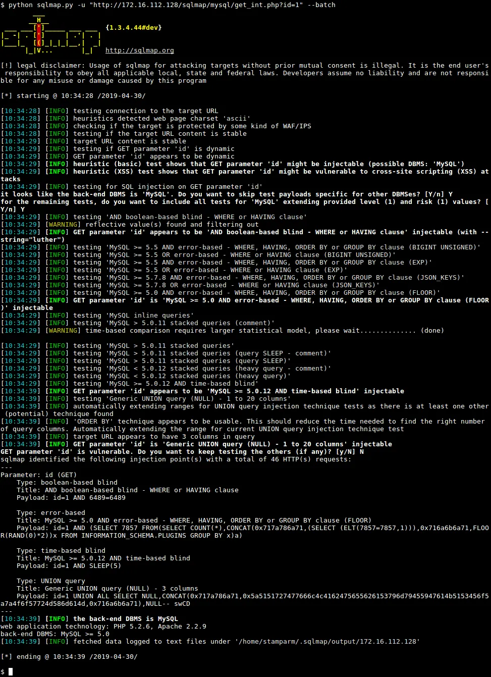 sqlmap: Automatic SQL injection and database takeover tool
