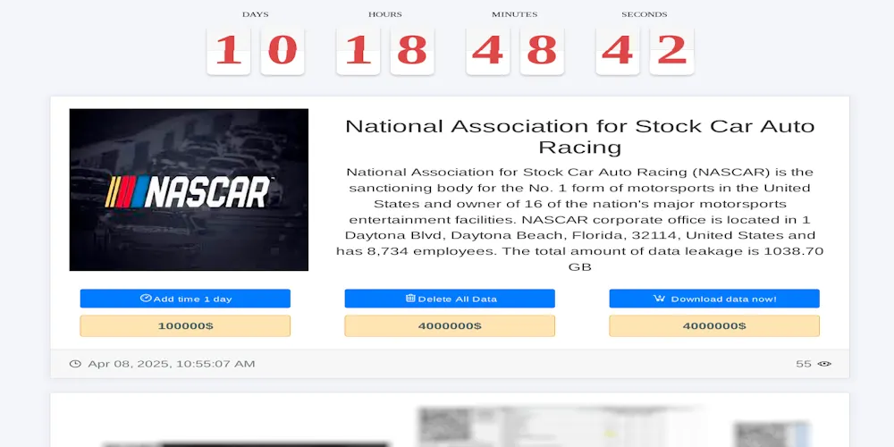 NASCAR Allegedly Targeted by MEDUSA Ransomware Group