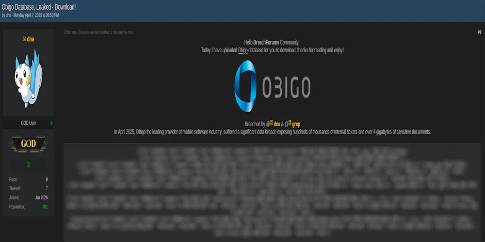 Obigo Database Leak Allegedly Exposes Internal Development Documents