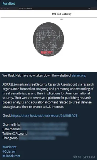 RuskiNet Targeted the Website of Access Israel Organization
