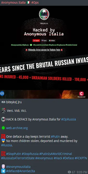 Anonymous Italia Defaced the Website of Biteyko