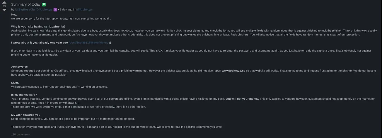 Archetyp Market Update: Phishing Reports, Domain Disruption, and DDoS Resilience