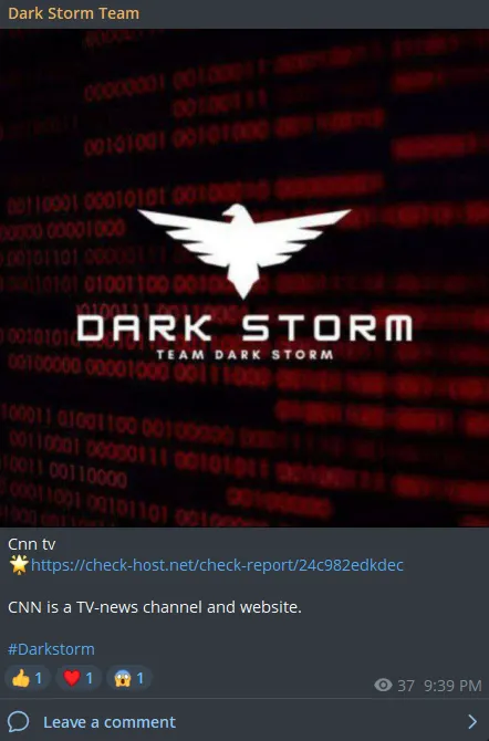 Dark Storm Team Targeted the Website of CNN
