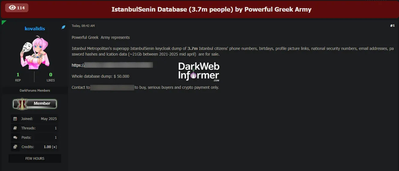 Alleged Data Breach of Istanbul Senin
