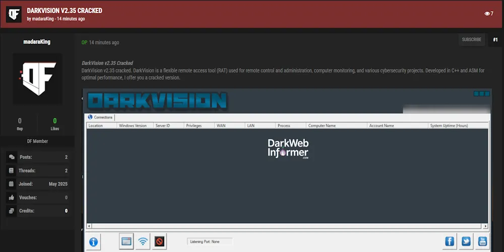 Alleged Sale of Cracked DarkVision v2.35