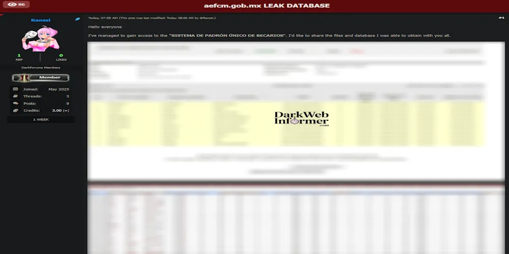 Alleged Data Breach for Sale of Autoridad Educativa Federal en la Ciudad de México
