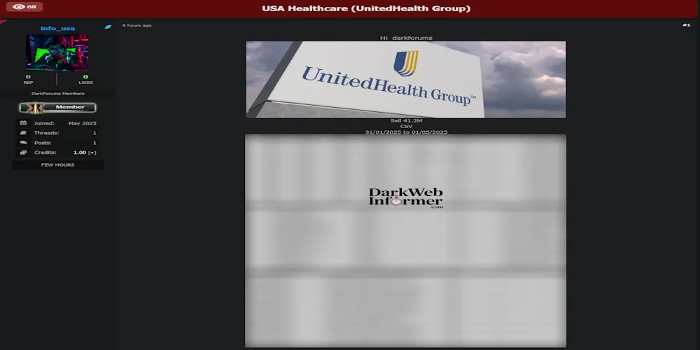 A Threat Actor Claims to be Selling the Data of UnitedHealth Group