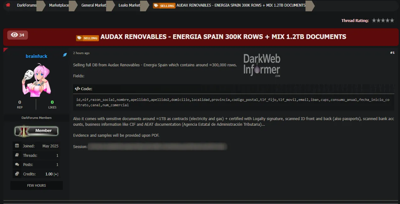 Alleged Sale of Audax Renovables