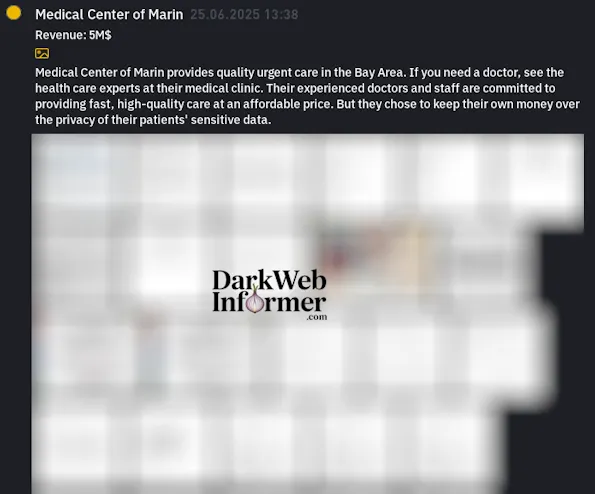 Medical Center of Marin Falls Victim to INC RANSOM