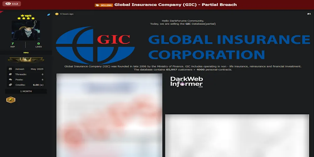 Alleged Database Sale of Vietnam's Global Insurance Company (GIC)