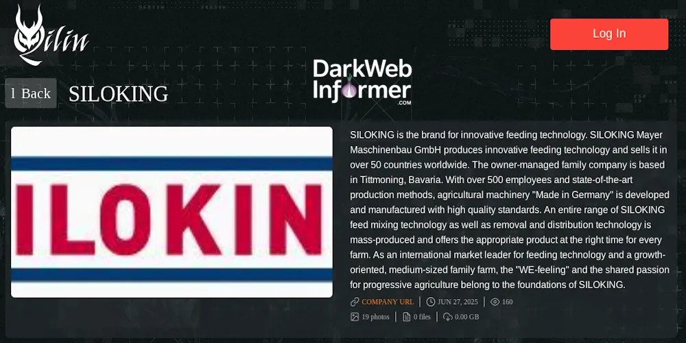 SILOKING Mayer Maschinenbau GmbH Falls Victim to Qilin Ransomware