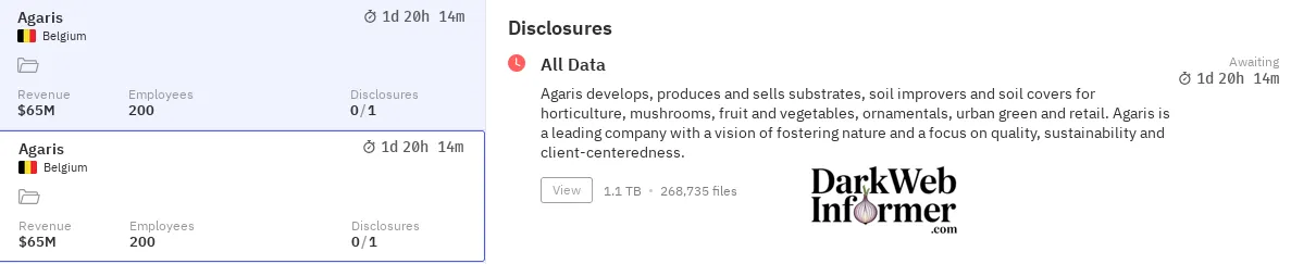 Alleged Data Breach of Agaris