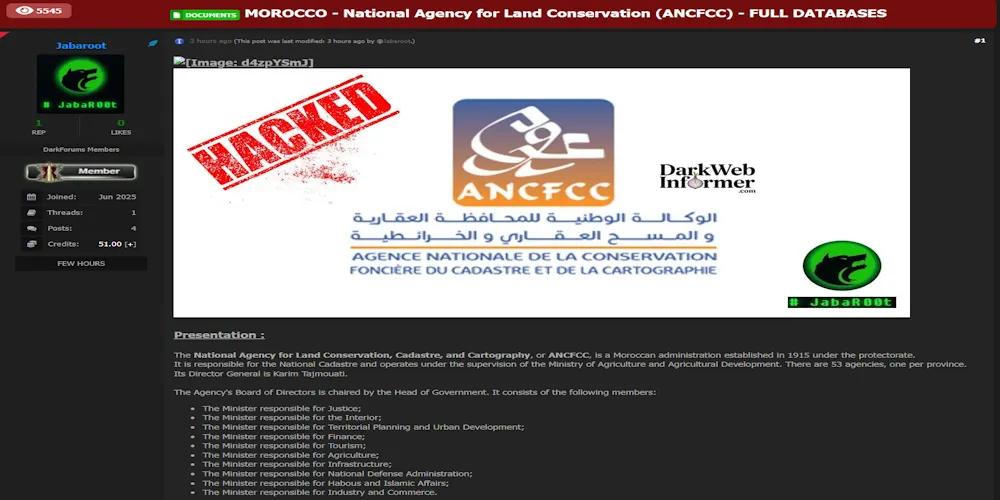 Alleged database leak of National Agency for Land Conservation, Cadastre, and Cartography (ANCFCC)