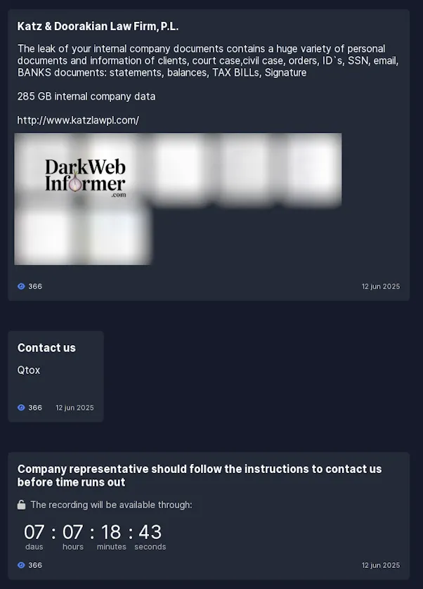 Katz & Doorakian Law Firm, P.L. Falls Victim to Everest Ransomware