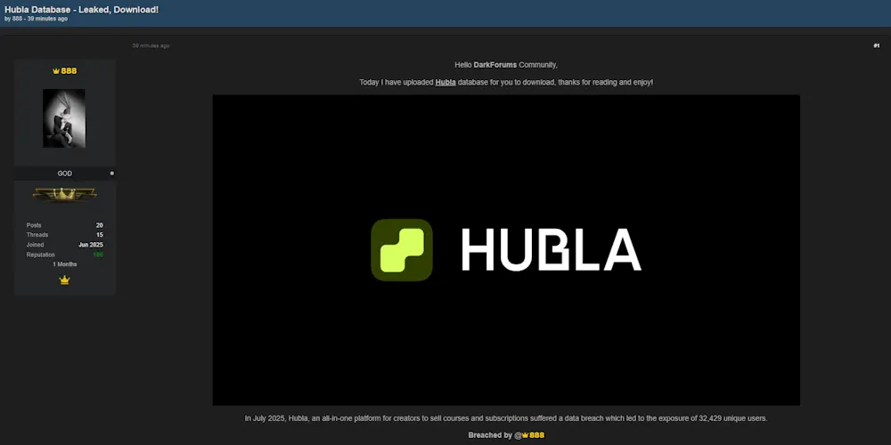 Alleged Data Breach of Hubla