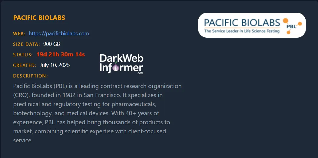 Pacific BioLabs, Inc. falls victim to Cicada3301 Ransomware