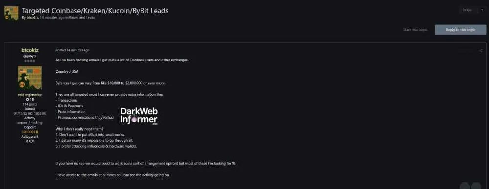 Alleged Leak of U.S. Cryptocurrency Leads Tied to Major Exchanges