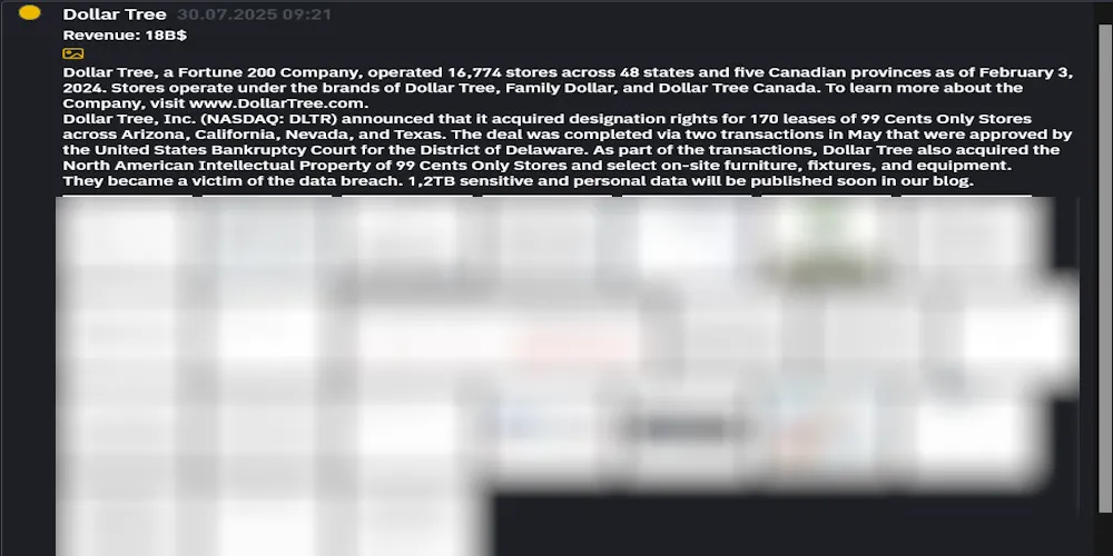Dollar Tree Falls Victim to INC RANSOM Ransomware
