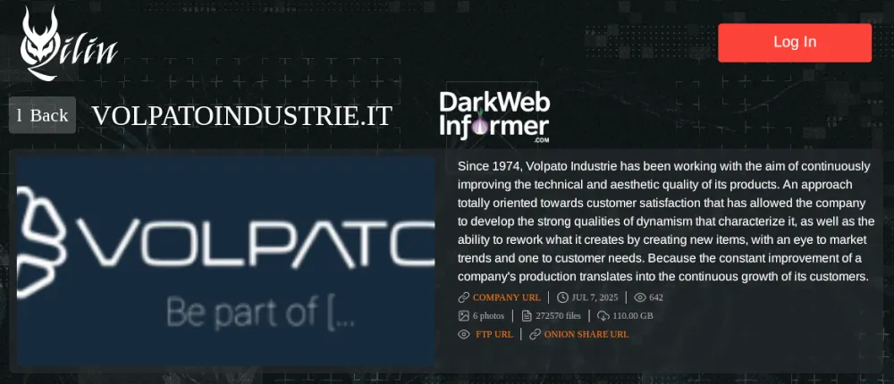 Volpato Industrie Falls Victim to Qilin Ransomware