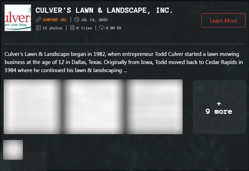 Culver’s Lawn & Landscape, Inc. has Fallen Victim to Qilin Ransomware