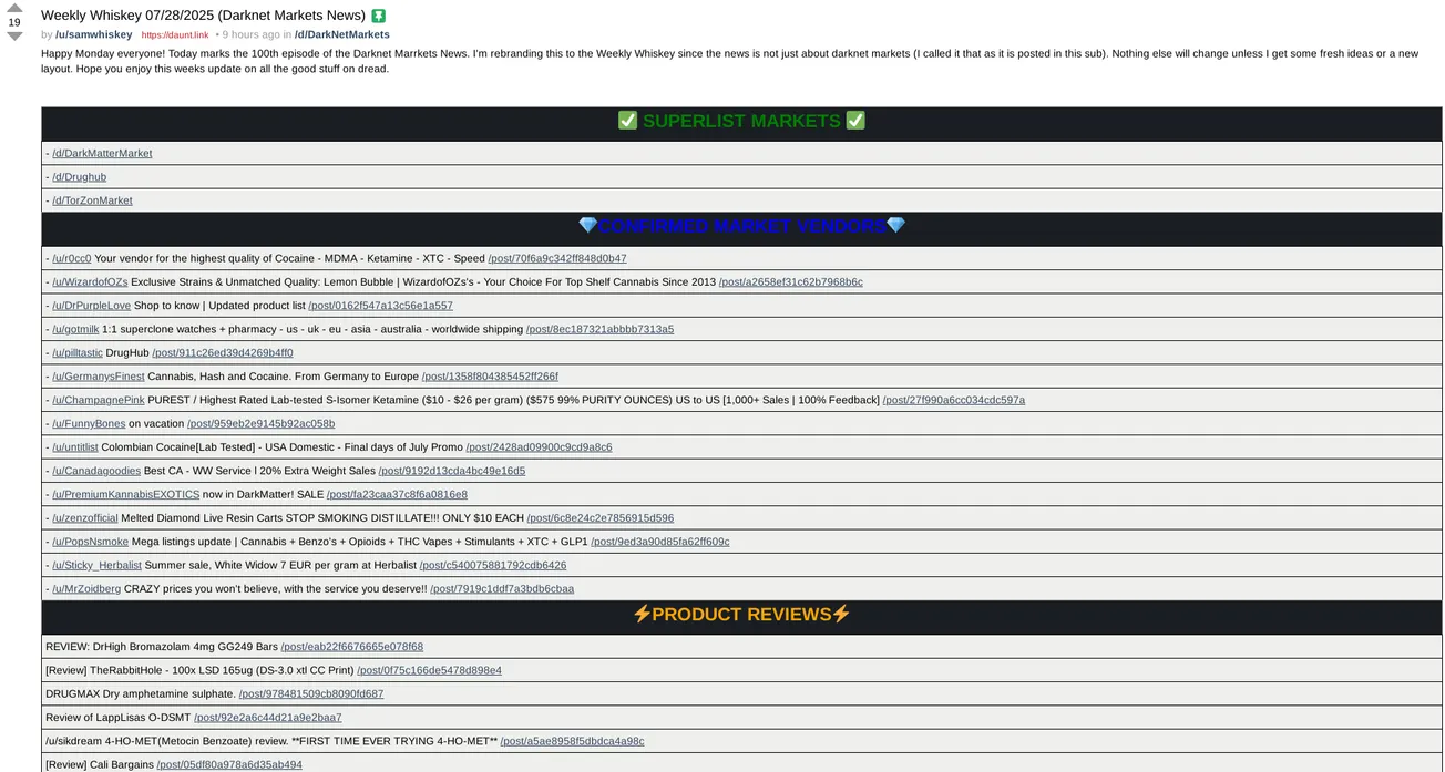 Weekly Darknet Markets News 07/28/2025