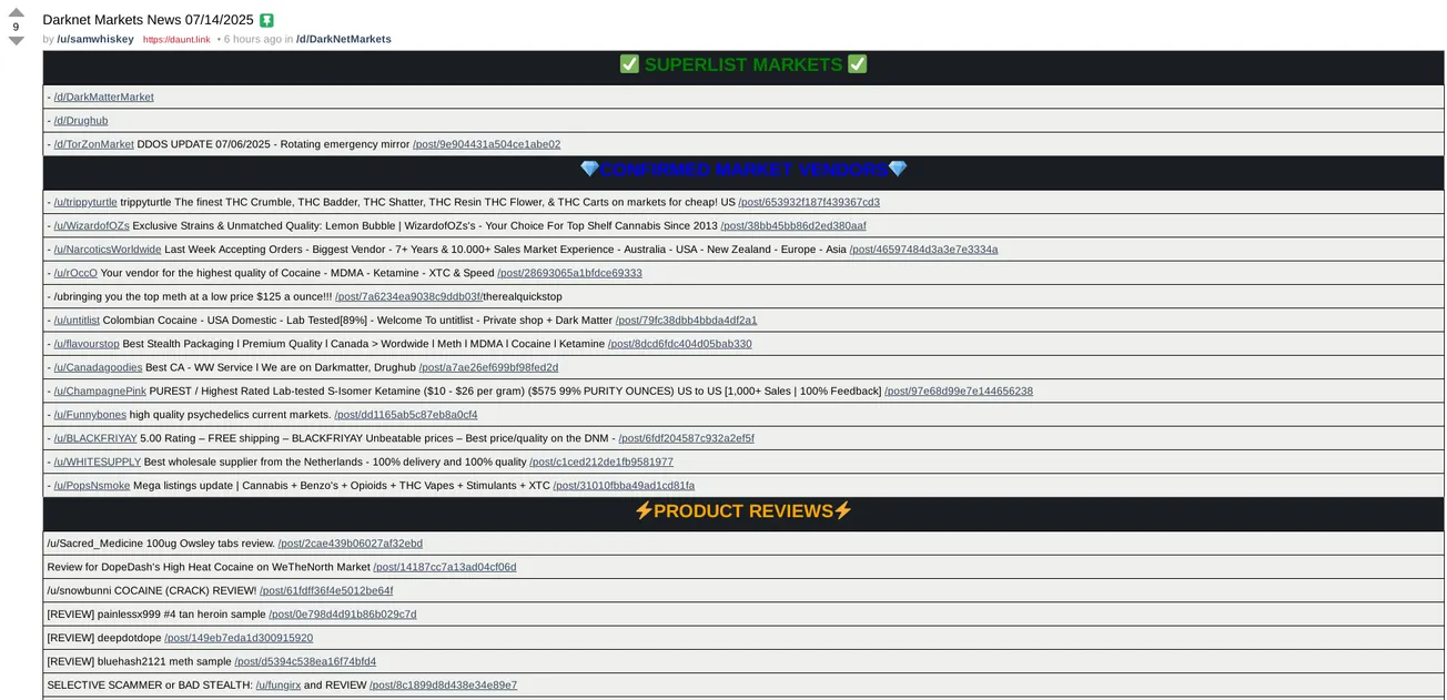 Dread Darknet Markets News 07/14/2025