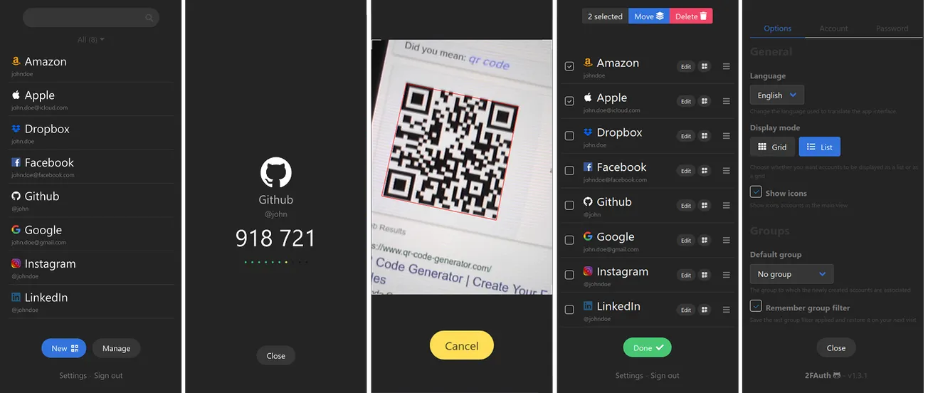 2FAuth: A Web app to manage your Two-Factor Authentication (2FA) accounts and generate their security codes
