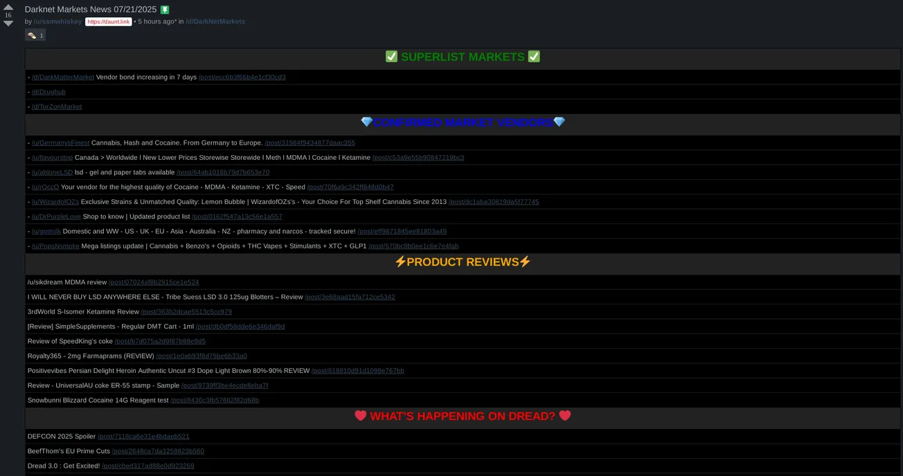 Darknet Markets News 07/21/2025